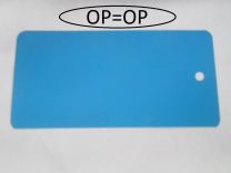 Metalen label blauw  45x100x0,18m 1 gat 5mm  1.000 stuks