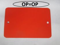 Metalen label rood  80x120x0,18mm 2 gaten  5mm   1.000 stuks