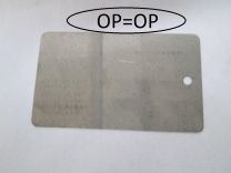 RVS verenstalen label  45x75x0,45mm 1 gat 4 mm  per 400 stuks